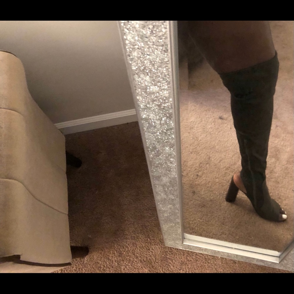 Thigh High Olive heeled boots